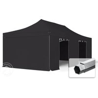 TOOLPORT 4x8m Aluminium Faltpavillon, inkl. 4 Seitenteile, schwarz - (581980)