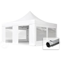 TOOLPORT 5x5m Aluminium Faltpavillon, inkl. 4 Seitenteile, weiß - (581990)