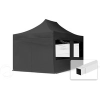TOOLPORT 3x4,5m Stahl Faltpavillon, inkl. 4 Seitenteile, schwarz - (59359)