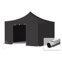 TOOLPORT 4x4m Aluminium Faltpavillon, inkl. 4 Seitenteile, schwarz - (59080)