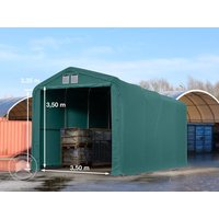 TOOLPORT 4x8m Zelthalle, PRIMEtex-Plane, dunkelgrün, mit Statik (Betonuntergrund) - (49390)