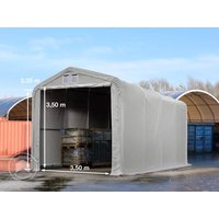 TOOLPORT 4x8m Zelthalle, PVC-Plane, grau, mit Statik (Betonuntergrund) - (49384)