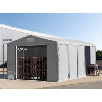 TOOLPORT 8x10 m Lagerzelt, PVC-Plane, grau, mit Bodenrahmen, mit Statik (Betonuntergrund) - (94049)
