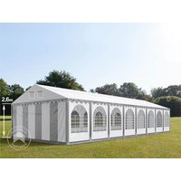 TOOLPORT 6x28m Partyzelt, PVC-Plane, grau-weiß, mit Bodenrahmen - (38671)