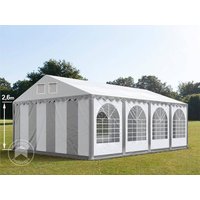 TOOLPORT 6x8m Partyzelt, PVC-Plane, grau-weiß, mit Bodenrahmen - (7696BL)