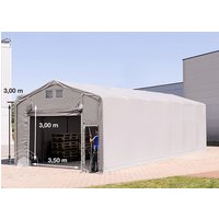 TOOLPORT 6x16m Zelthalle, PVC-Plane, grau, mit Statik (Betonuntergrund) - (94281)