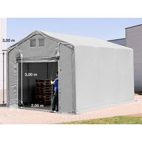 TOOLPORT 3x6m Zelthalle, PVC-Plane, grau, mit Statik (Erduntergrund) - (93844)