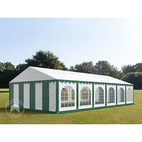 TOOLPORT 6x12m Partyzelt, PVC-Plane, grün-weiß, mit Bodenrahmen - (7156)