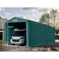 TOOLPORT 4x24m Zeltgarage, PVC-Plane, dunkelgrün, mit Statik (Betonuntergrund) - (99527)