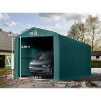 TOOLPORT 4x8m Zeltgarage, PVC-Plane, dunkelgrün, mit Statik (Betonuntergrund) - (99525)