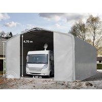 TOOLPORT 8x12m Zeltgarage, PRIMEtex-Plane, grau, mit Statik (Betonuntergrund) - (99463)