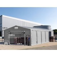 TOOLPORT 8x12 m Lagerzelt, PVC-Plane, grau, mit Bodenrahmen, mit Statik (Betonuntergrund) - (94056)