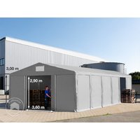 TOOLPORT 8x12 m Lagerzelt, PVC-Plane, grau, mit Bodenrahmen, mit Statik (Betonuntergrund) - (94054)
