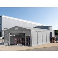TOOLPORT 8x12 m Lagerzelt, PVC-Plane, grau, mit Bodenrahmen, mit Statik (Betonuntergrund) - (94053)