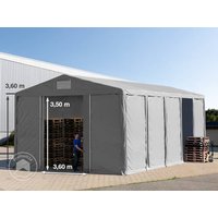 TOOLPORT 8x10 m Lagerzelt, PVC-Plane, grau, mit Bodenrahmen, mit Statik (Betonuntergrund) - (94051)