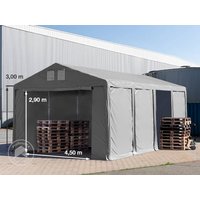 TOOLPORT 6x8 m Lagerzelt, PVC-Plane, grau, mit Bodenrahmen, mit Statik (Betonuntergrund) - (94027)