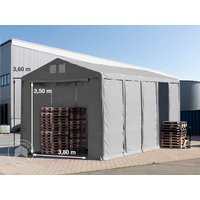 TOOLPORT 5x10 m Lagerzelt, PVC-Plane, grau, mit Bodenrahmen, mit Statik (Betonuntergrund) - (94021)