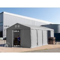 TOOLPORT 5x10 m Lagerzelt, PVC-Plane, grau, mit Bodenrahmen, mit Statik (Betonuntergrund) - (94020)