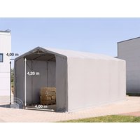 TOOLPORT 5x10m Zelthalle, PRIMEtex-Plane, grau, mit Statik (Erduntergrund) - (93966)