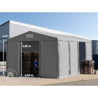 TOOLPORT 8x8 m Lagerzelt, PVC-Plane, grau, mit Bodenrahmen, mit Statik (Erduntergrund) - (93833)