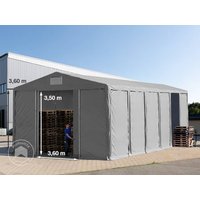 TOOLPORT 8x12 m Lagerzelt, PVC-Plane, grau, mit Bodenrahmen, mit Statik (Erduntergrund) - (93827)