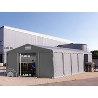 TOOLPORT 8x12 m Lagerzelt, PVC-Plane, grau, mit Bodenrahmen, mit Statik (Erduntergrund) - (93823)