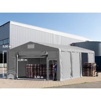 TOOLPORT 8x8 m Lagerzelt, PVC-Plane, grau, mit Bodenrahmen, mit Statik (Erduntergrund) - (93810)
