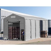 TOOLPORT 6x12 m Lagerzelt, PVC-Plane, grau, mit Bodenrahmen, mit Statik (Erduntergrund) - (93807)