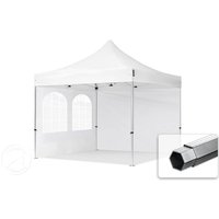 TOOLPORT 3x3m Aluminium Faltpavillon, inkl. 2 Seitenteile, weiß - (600169)
