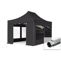 TOOLPORT 3x4,5m Aluminium Faltpavillon, inkl. 4 Seitenteile, schwarz - (59303)