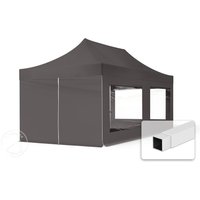 TOOLPORT 3x6m Stahl Faltpavillon, inkl. 4 Seitenteile, dunkelgrau - (59052)