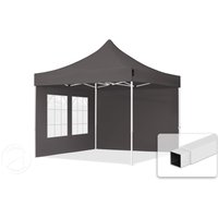 TOOLPORT 3x3m Stahl Faltpavillon, inkl. 2 Seitenteile, dunkelgrau - (59037)