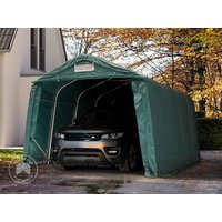 TOOLPORT 3,3x4,8m Zeltgarage, PVC-Plane, dunkelgrün, mit Statik (Erduntergrund) - (58315)