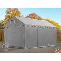 TOOLPORT 4x6 m Lagerzelt, PVC-Plane, grau, mit Bodenrahmen, mit Statik (Erduntergrund) - (49862)