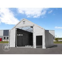TOOLPORT 8x12m Zelthalle, PRIMEtex-Plane, grau, mit Statik (Erduntergrund) - (49836)