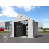 TOOLPORT 4x8m Zelthalle, PRIMEtex-Plane, grau, mit Statik (Betonuntergrund) - (49831)
