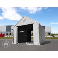 TOOLPORT 4x8m Zelthalle, PRIMEtex-Plane, grau, mit Statik (Betonuntergrund) - (48840)