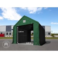 TOOLPORT 4x8m Zelthalle, PRIMEtex-Plane, dunkelgrün, mit Statik (Betonuntergrund) - (48839)
