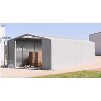 TOOLPORT 8x16m Zelthalle, PRIMEtex-Plane, grau, mit Statik (Betonuntergrund) - (94239)