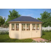 8-Eck-Gartenpavillon “Albatros” 5x3m | 8-Eck-Pavillon aus Holz | Gartenpavillon 3x5m | Pavillon mit großen Fenstern