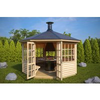 Grillpavillon “Seattle L” 3x3m | Grillpavillon aus Holz | Gartenhaus 3x3m aus Holz | Grillhütte | Kleines Gartenhaus einrichten